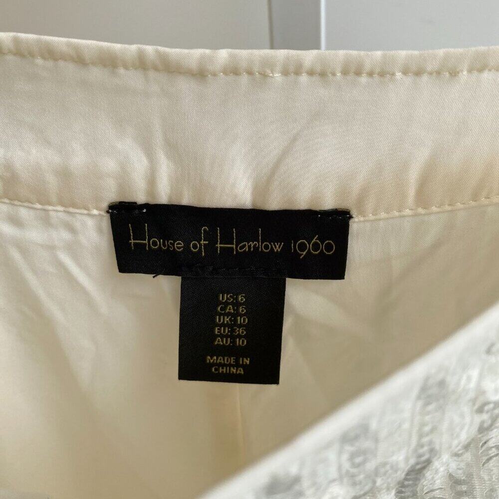 MINT House of Harlow 1960 Revolve Wide Leg Sequin pants High Waist Cream Size 6 - Picture 6 of 8